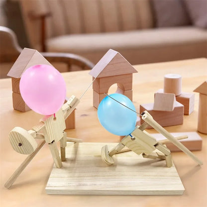 Balloon Man Battle Handmade Wooden Fencing Puppets 