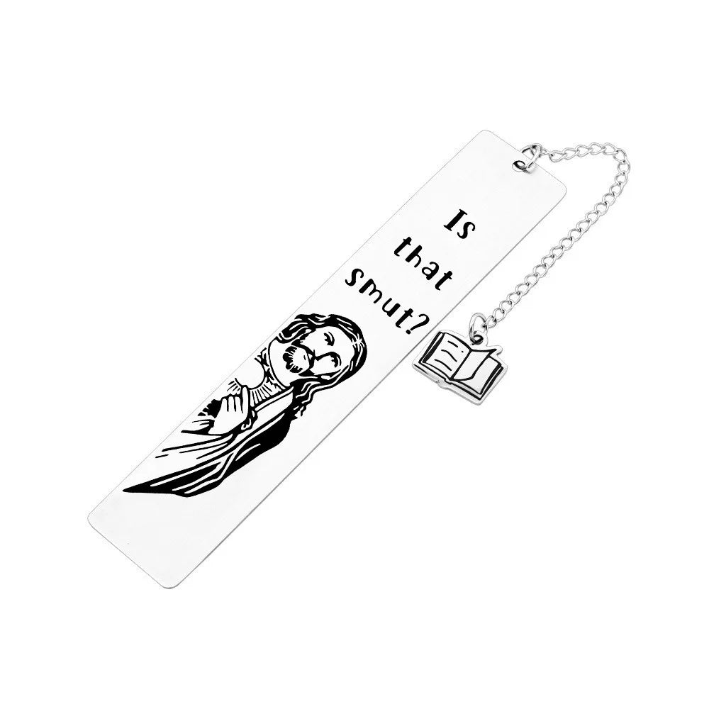 Funny Metal Bookmark with Tassel Book Lover Humor Peeking Jesus Book Marker - Is That Smut? Reader Birthday Gift