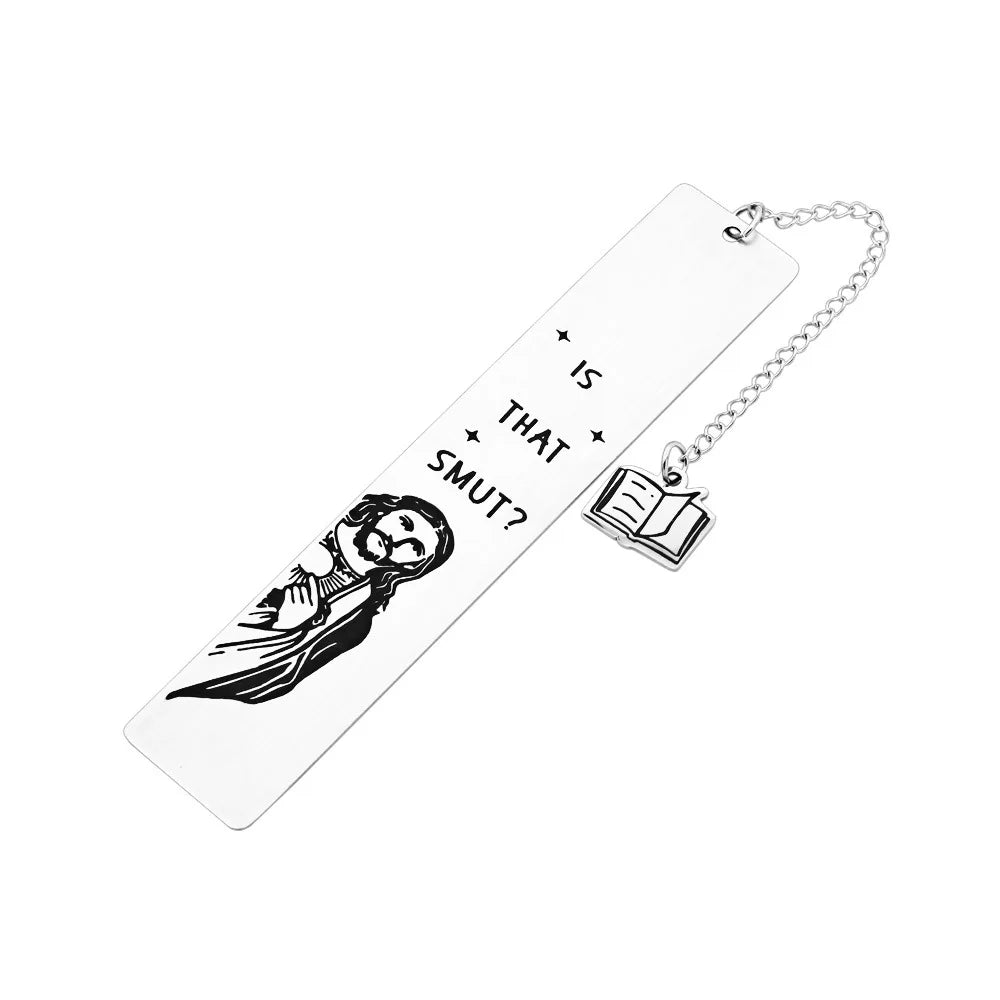 Funny Metal Bookmark with Tassel Book Lover Humor Peeking Jesus Book Marker - Is That Smut? Reader Birthday Gift
