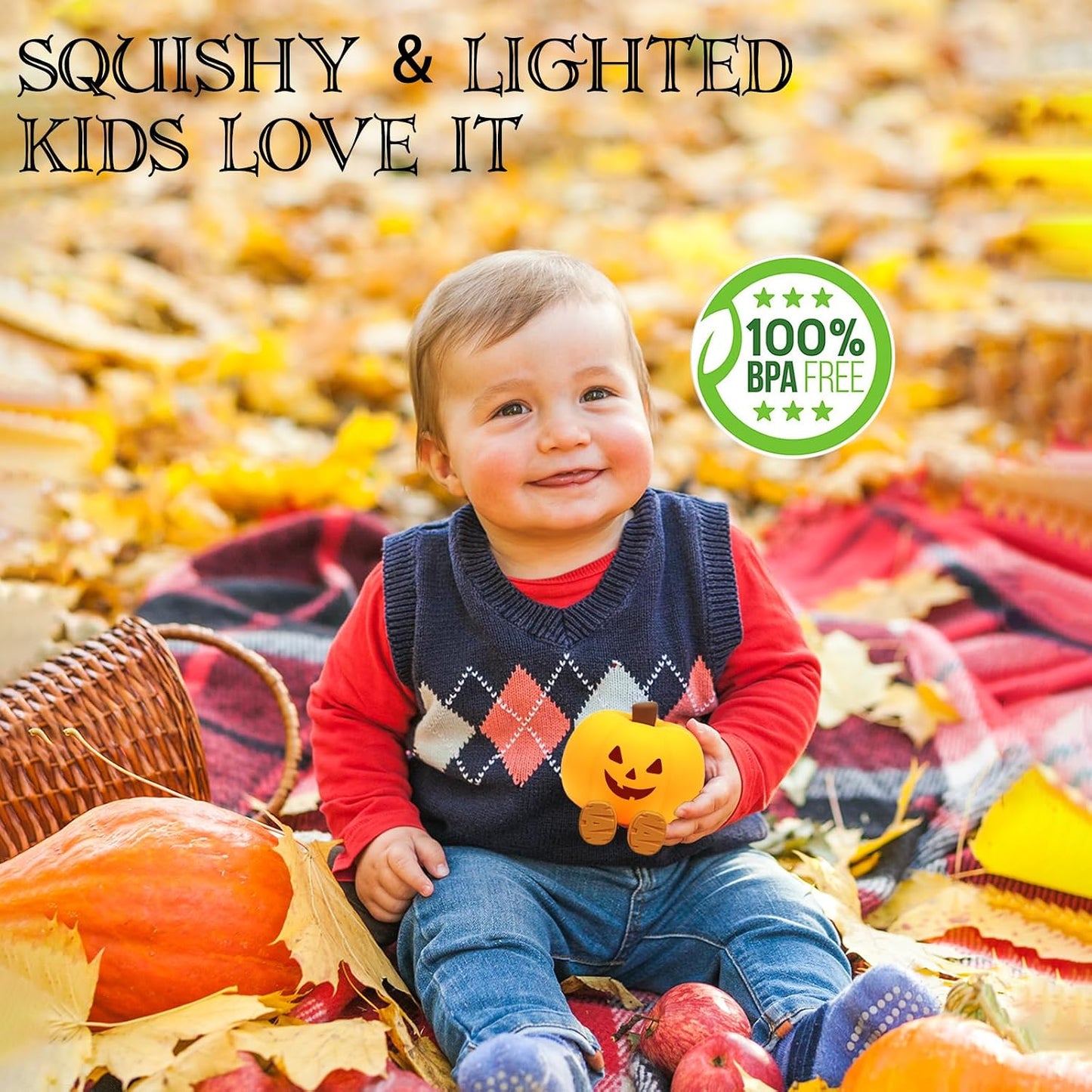 Cute Halloween Pumpkin Night Light Rechargeable for Nursery Bedroom/Halloween Decor