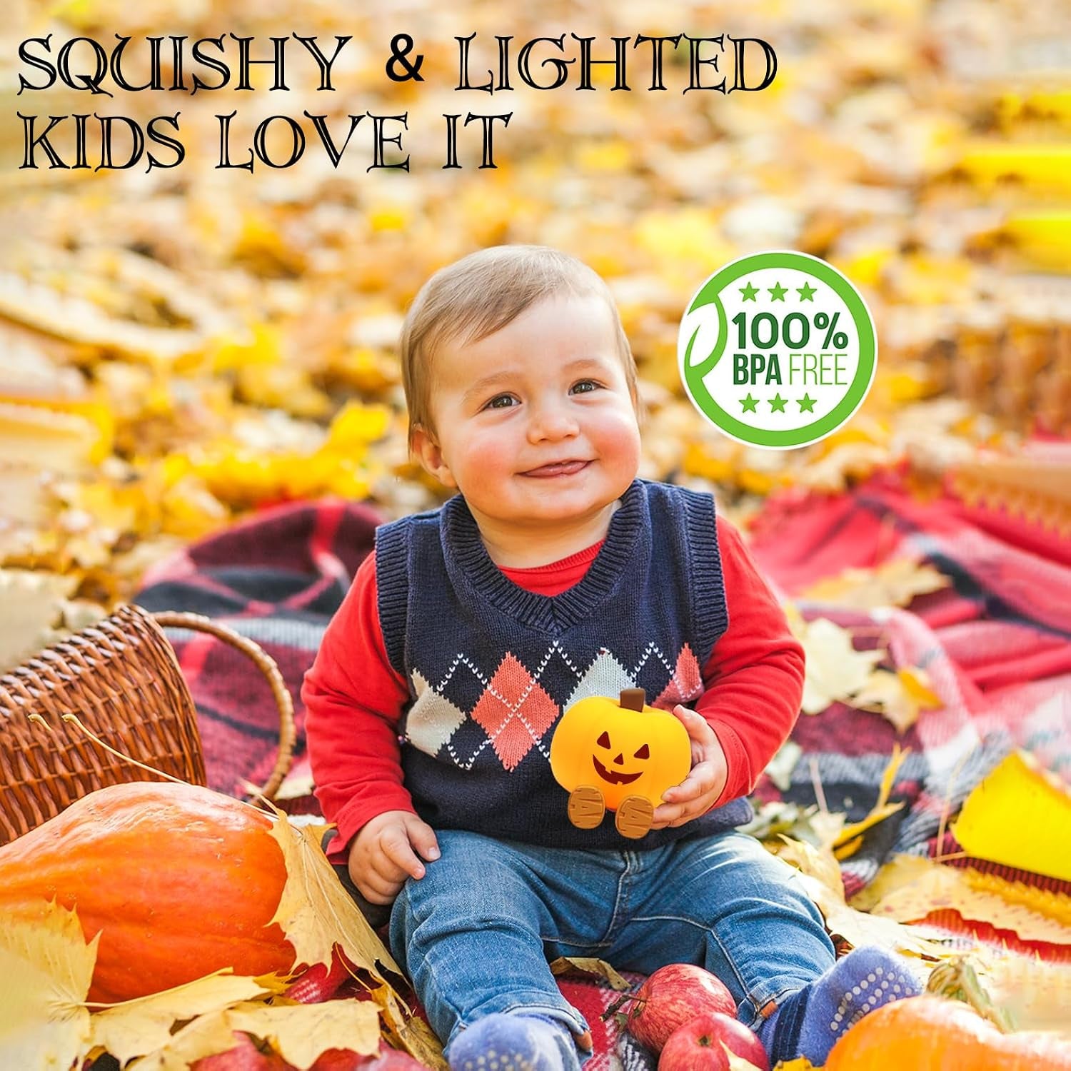 Cute Halloween Pumpkin Night Light Rechargeable for Nursery Bedroom/Halloween Decor