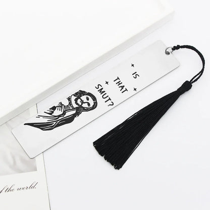 Funny Metal Bookmark with Tassel Book Lover Humor Peeking Jesus Book Marker - Is That Smut? Reader Birthday Gift