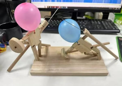 Balloon Man Battle Handmade Wooden Fencing Puppets 