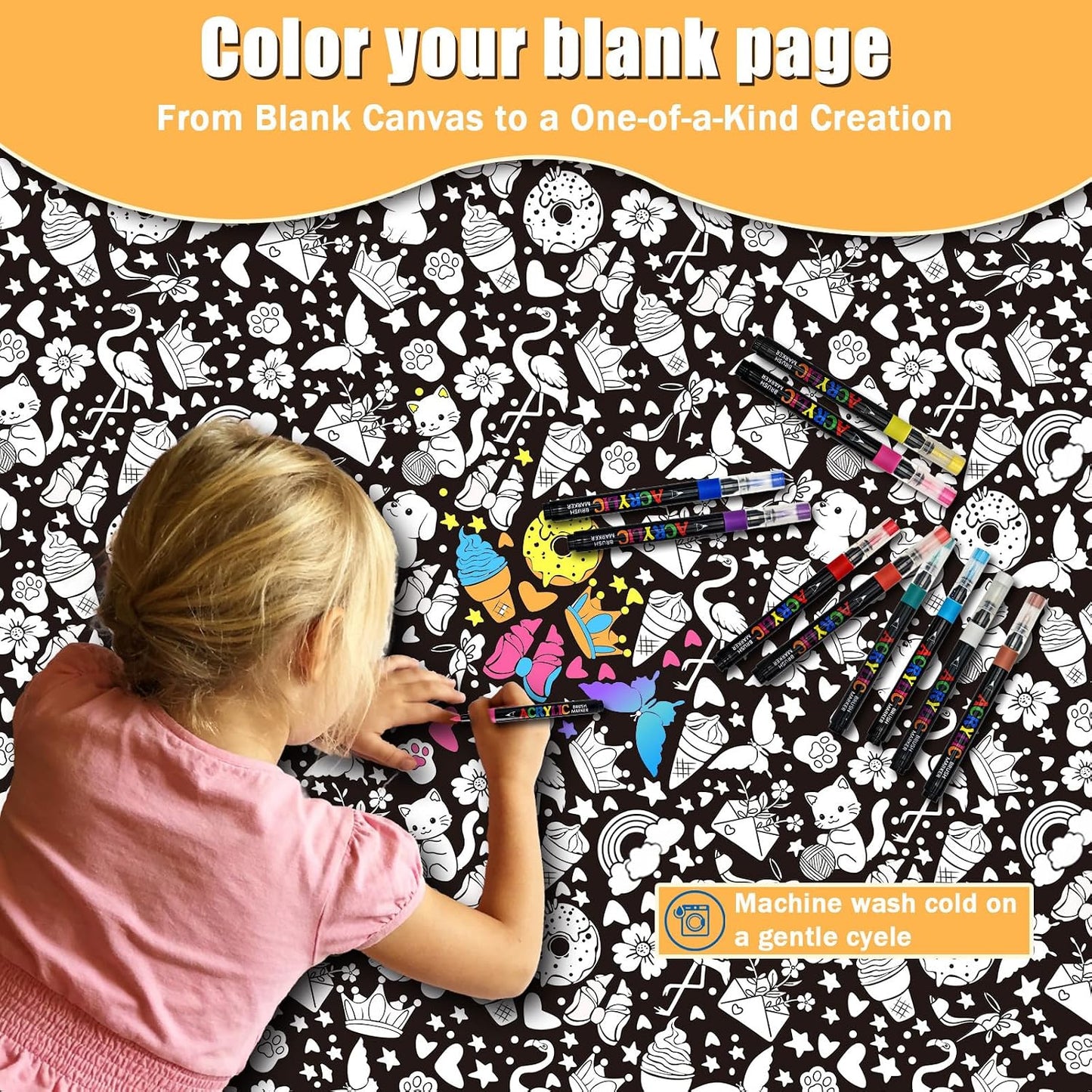 DIY Coloring Blanket for Adults & Kids, 50 X 60 Inch (Animals)