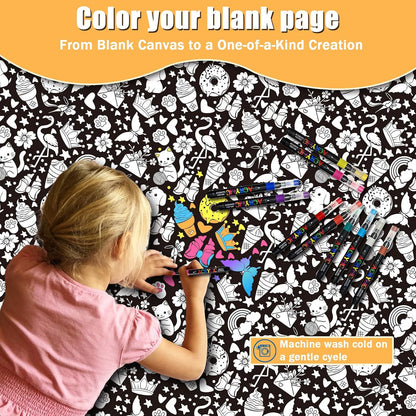 DIY Coloring Blanket for Adults & Kids, 50 X 60 Inch (Animals)