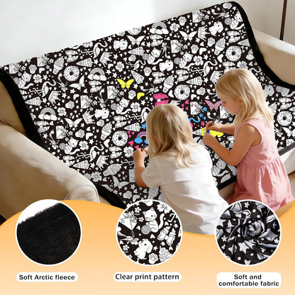 DIY Coloring Blanket for Adults & Kids, 50 X 60 Inch (Animals)