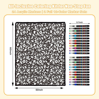 DIY Coloring Blanket for Adults & Kids, 50 X 60 Inch (Animals)
