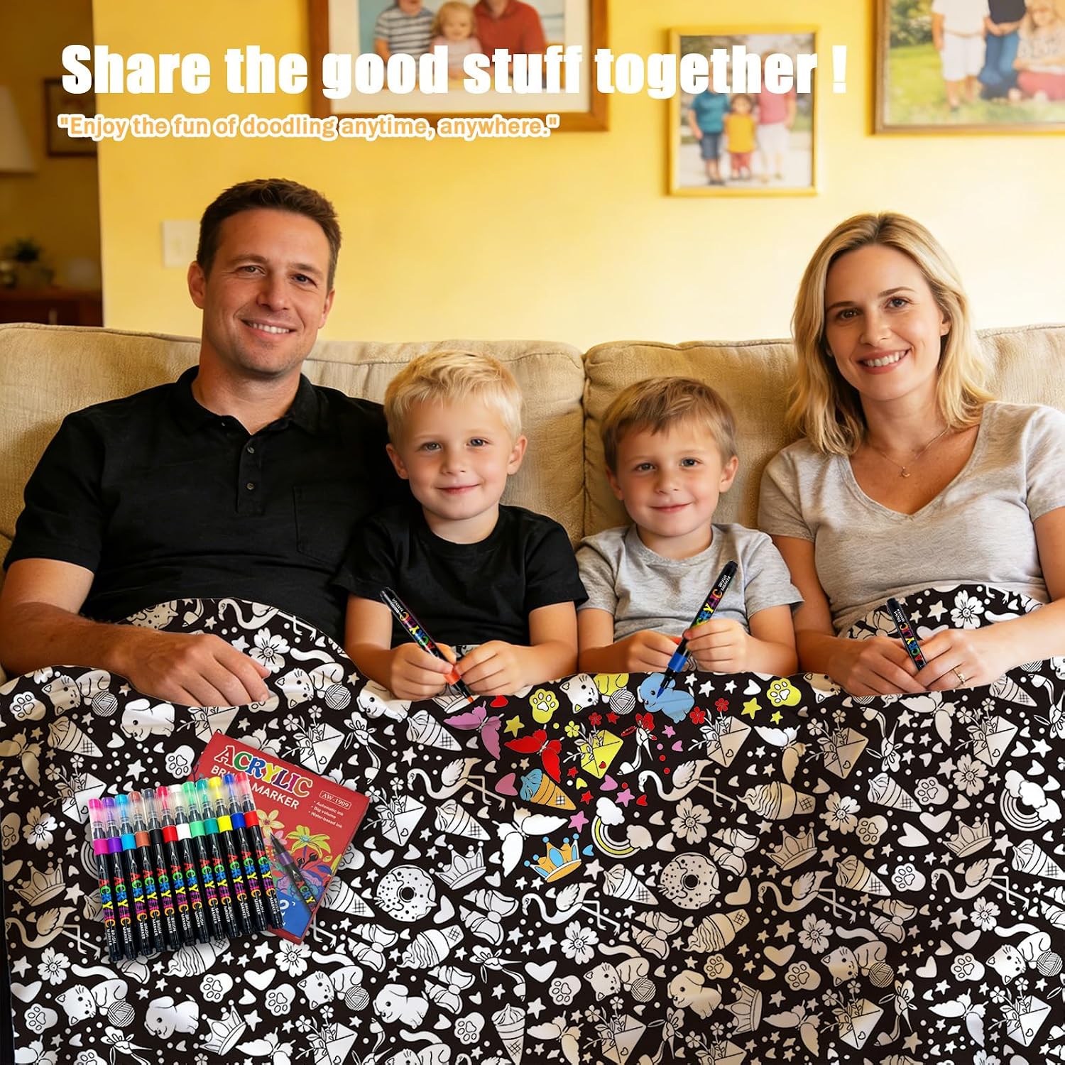 DIY Coloring Blanket for Adults & Kids, 50 X 60 Inch (Animals)