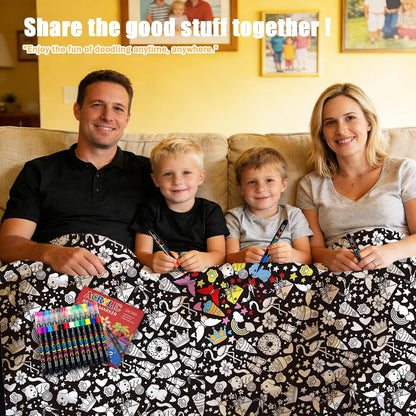 DIY Coloring Blanket for Adults & Kids, 50 X 60 Inch (Animals)