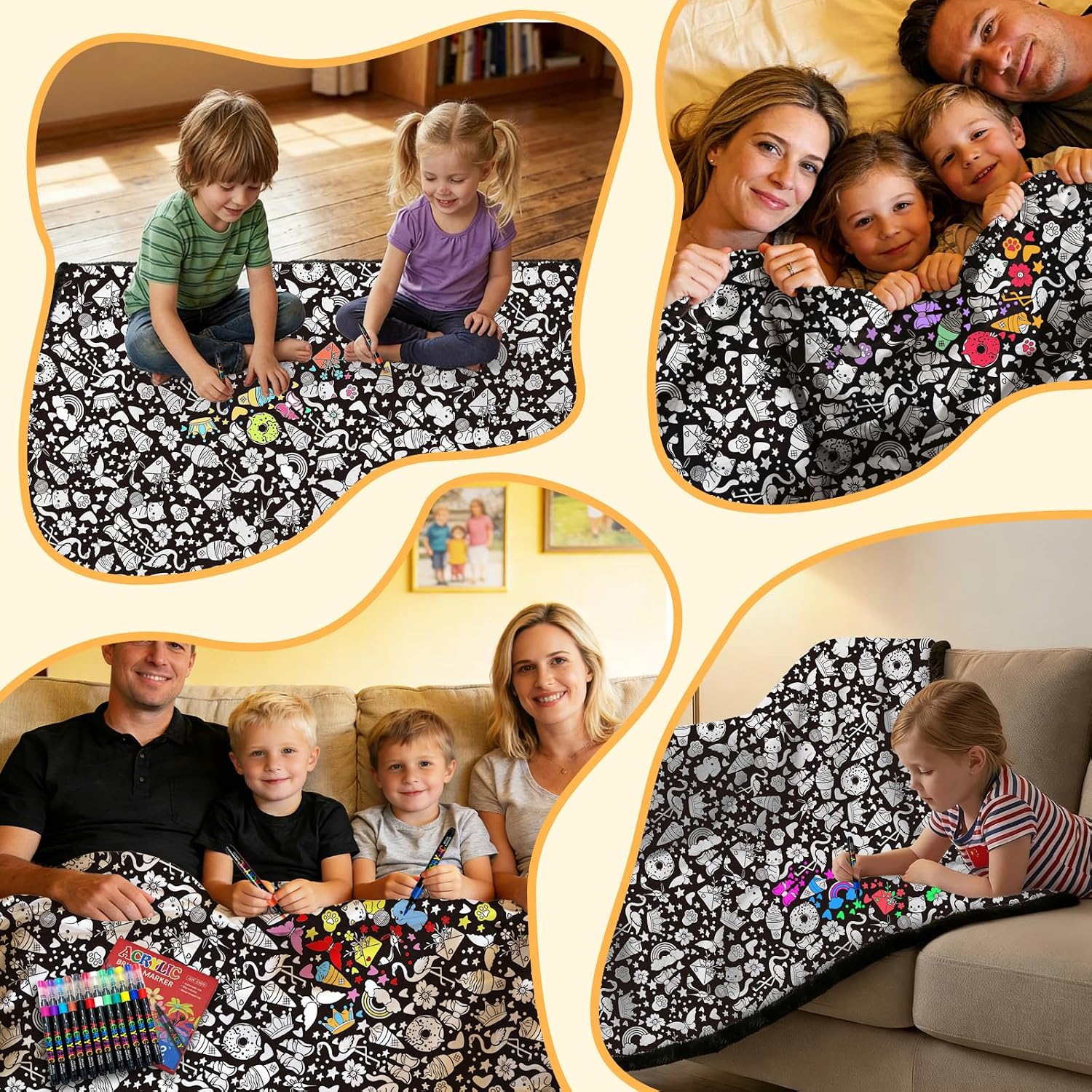DIY Coloring Blanket for Adults & Kids, 50 X 60 Inch (Animals)