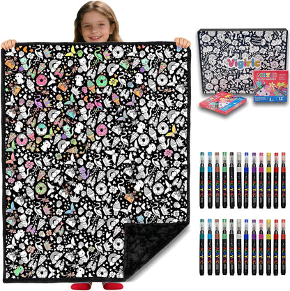 DIY Coloring Blanket for Adults & Kids, 50 X 60 Inch (Animals)