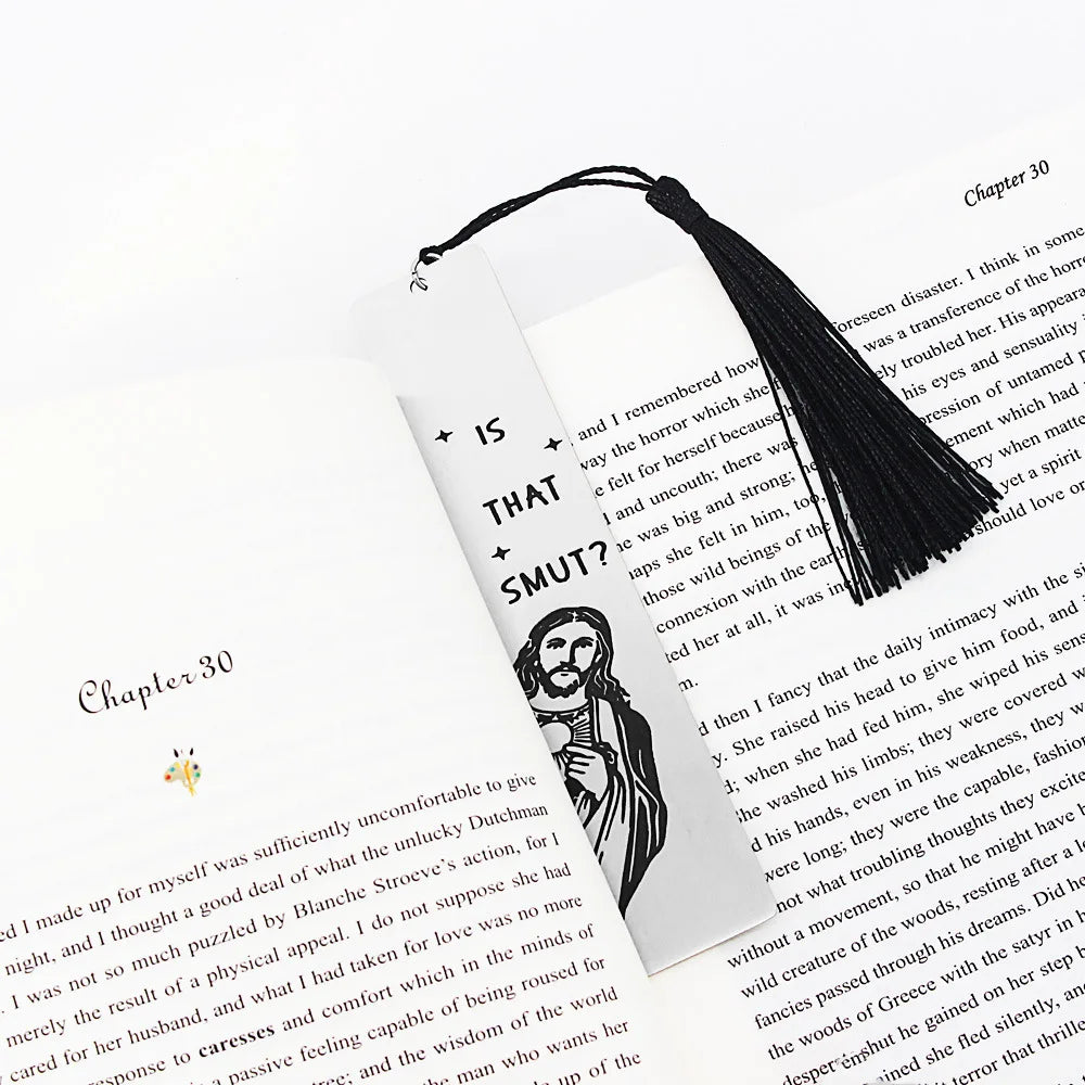 Funny Metal Bookmark with Tassel Book Lover Humor Peeking Jesus Book Marker - Is That Smut? Reader Birthday Gift