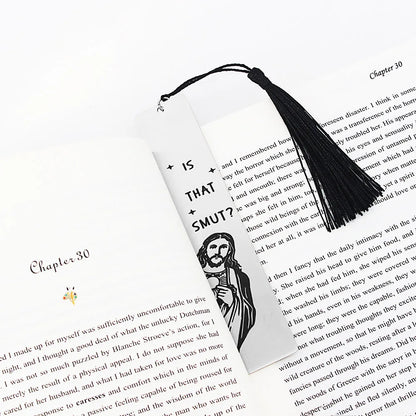 Funny Metal Bookmark with Tassel Book Lover Humor Peeking Jesus Book Marker - Is That Smut? Reader Birthday Gift