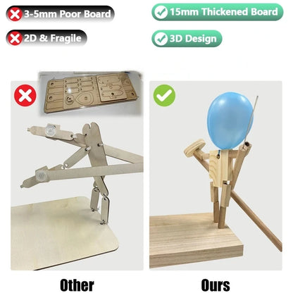 Balloon Man Battle Handmade Wooden Fencing Puppets 