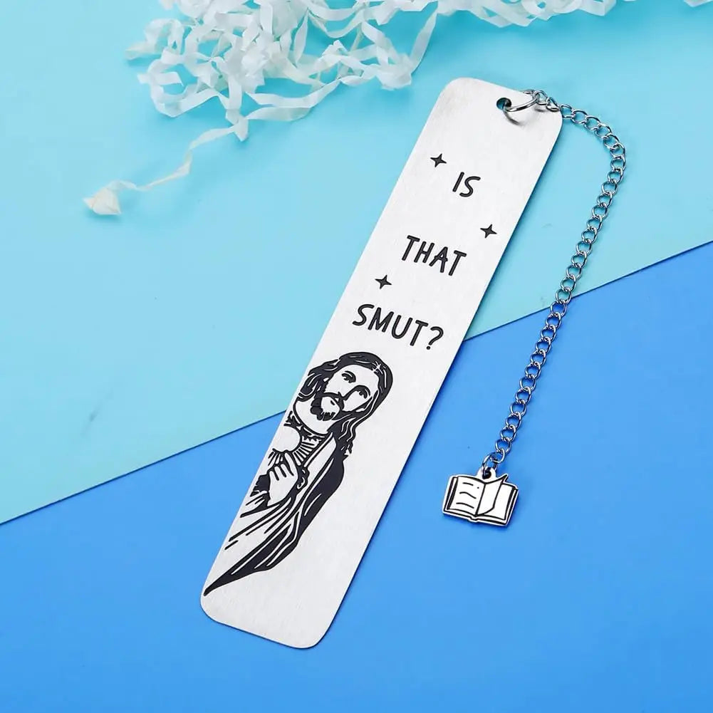 Funny Metal Bookmark with Tassel Book Lover Humor Peeking Jesus Book Marker - Is That Smut? Reader Birthday Gift