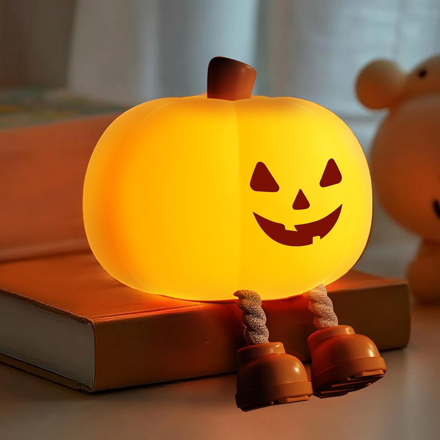 Cute Halloween Pumpkin Night Light Rechargeable for Nursery Bedroom/Halloween Decor
