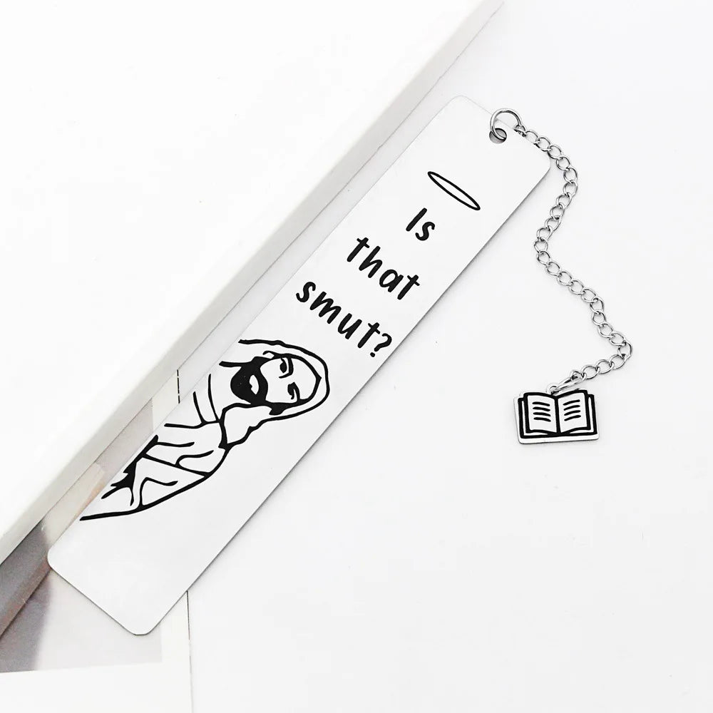 Funny Metal Bookmark with Tassel Book Lover Humor Peeking Jesus Book Marker - Is That Smut? Reader Birthday Gift