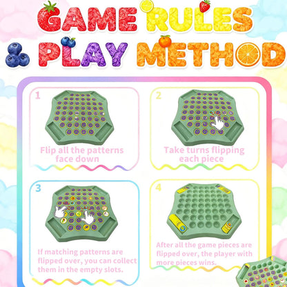 54PCS Fruit Flip Chess Memory Chess Game, Flip Match Board Game, for Kindergarten, Family, and Party Activities